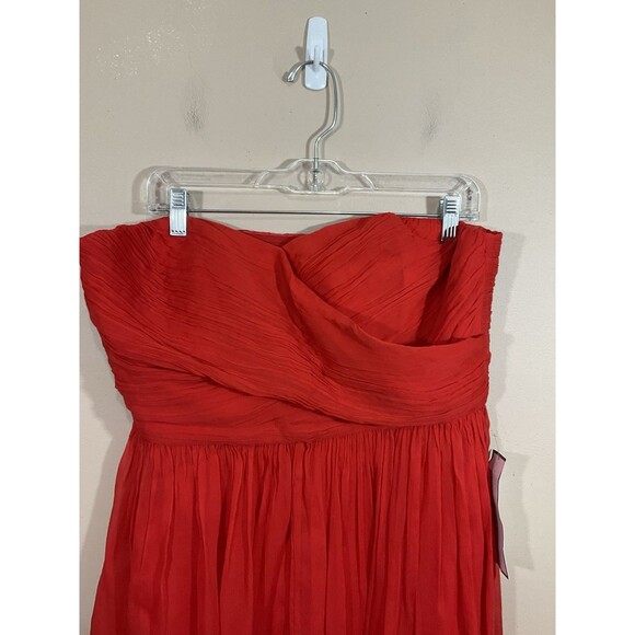 J Crew Arabelle Silk Chiffon Strapless Mini Dress 14 Coral Bridesmaid Formal NWT - Picture 2 of 9